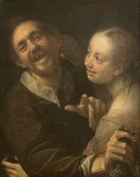 Ein lachendes Paar, Selbstporträt des Künstlers mit seiner Frau (Scherzendes Paar), 1596